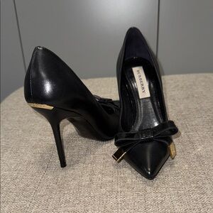 Burberry Black Heels with Gold Accents